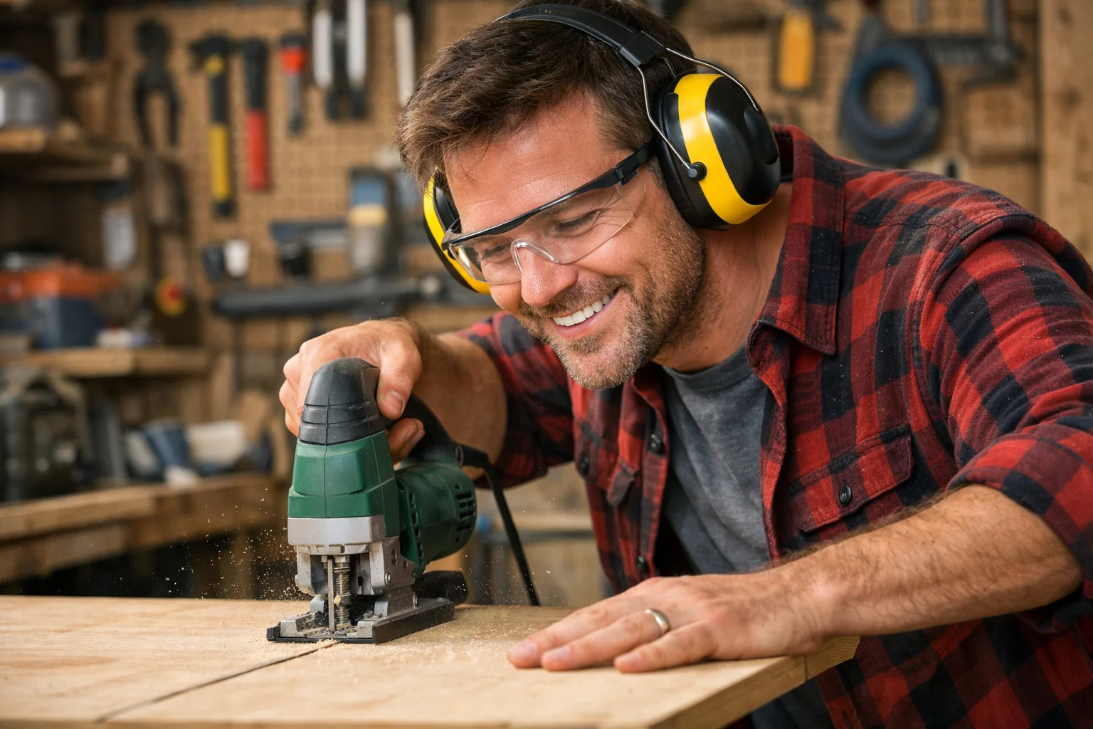 Worker getting ready for a task